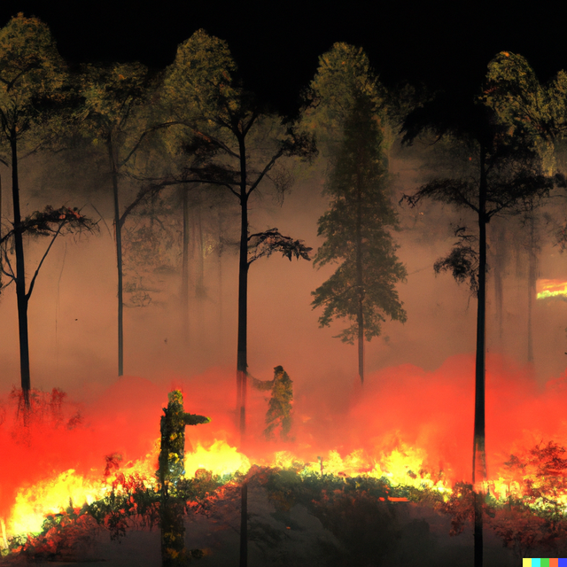 un violento incendio boschivo