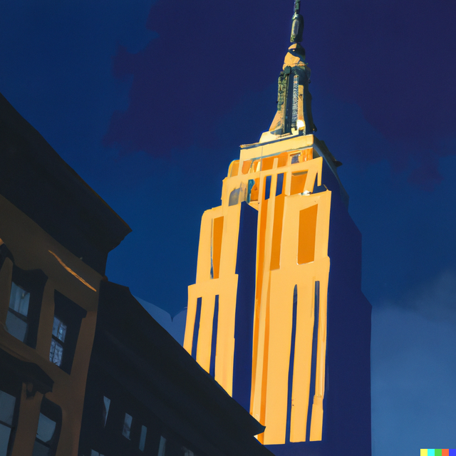 dall'interpretazione di e dell'Empire State Building dipinto da Edward Hopper