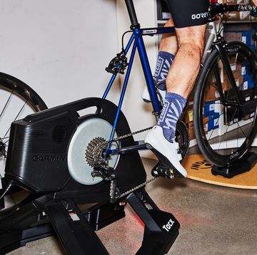 a person riding a bike on a tacx trainer