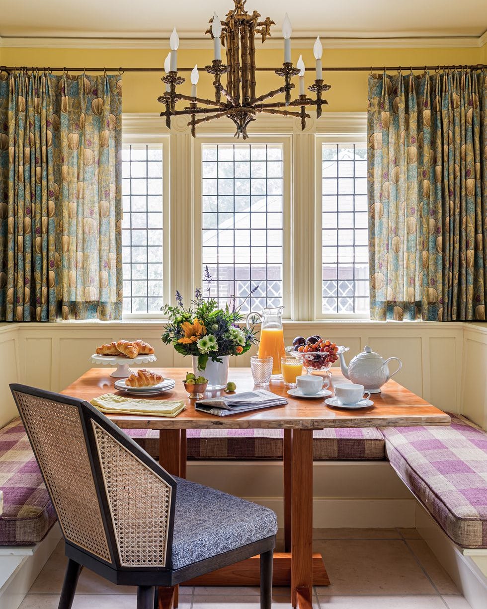 bay window with bench in kitchen