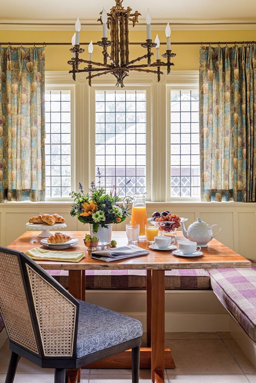 plaid kitchen nook