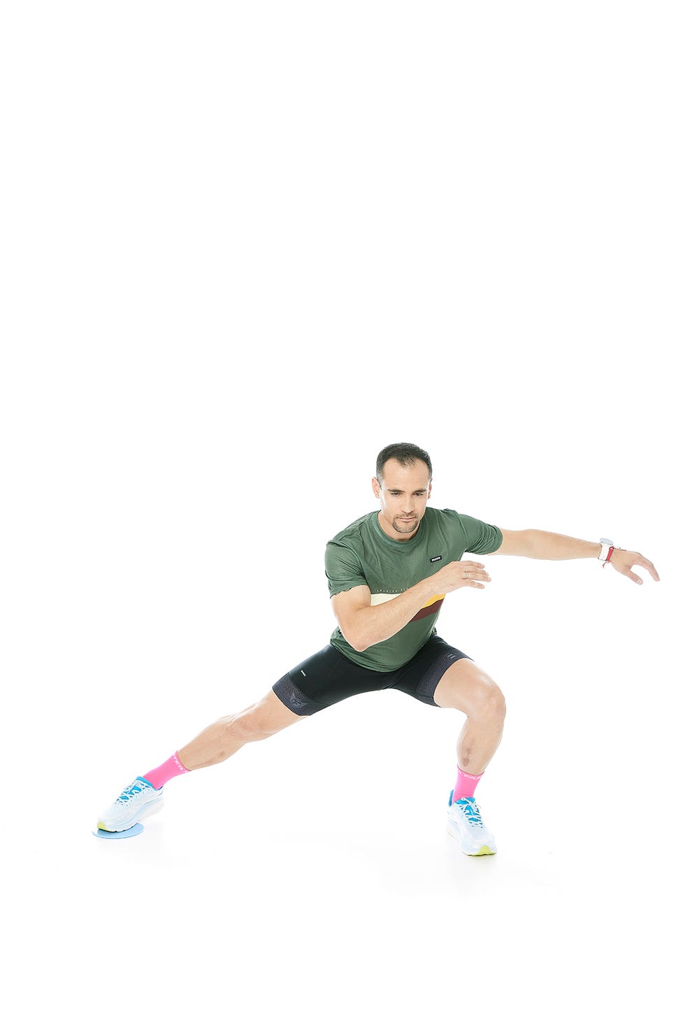 a man running with his arms out