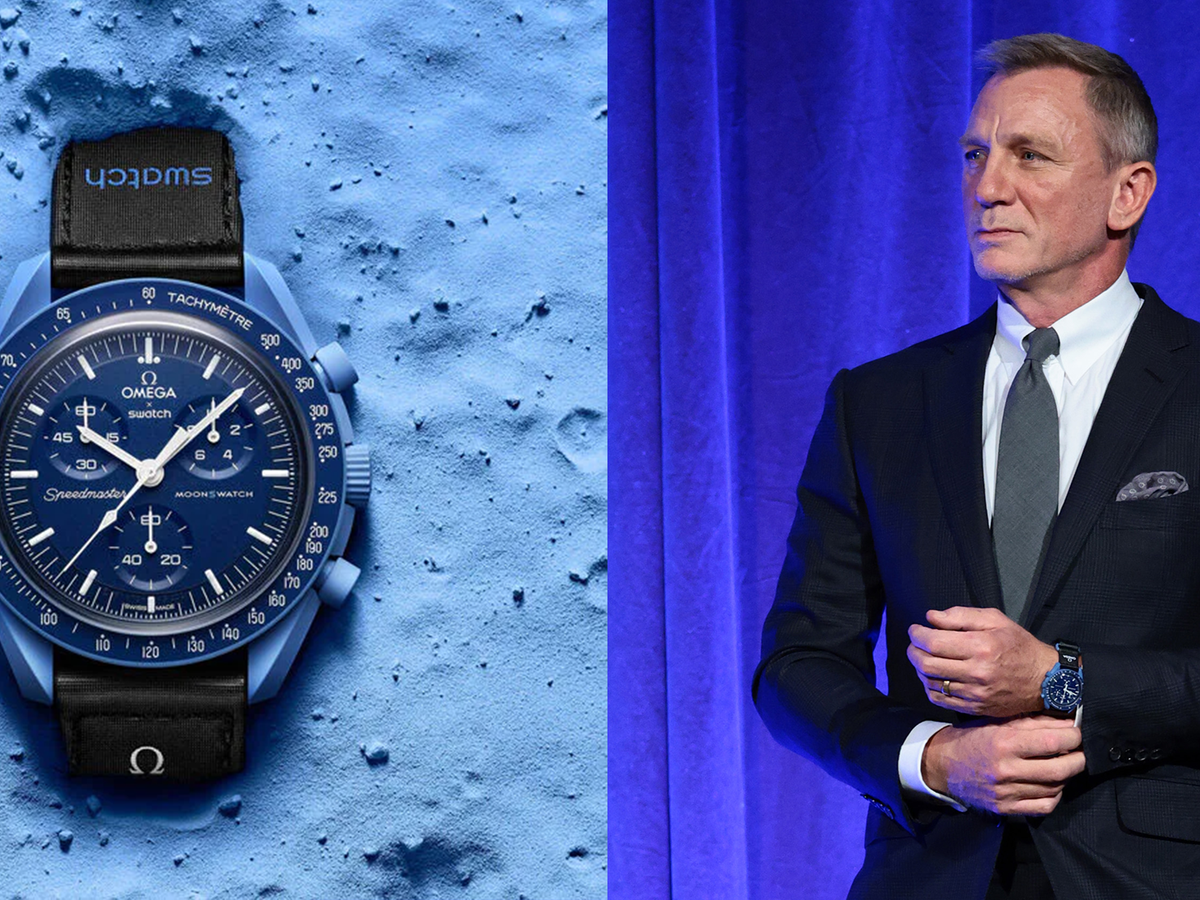 La montre Swatch (inspiration Omega) de Daniel Craig qui a fait sensation à  New York n'est pas chère du tout mais est très difficile à trouver