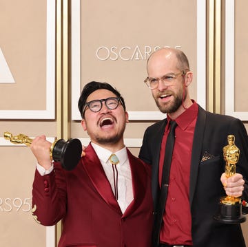 The Daniels win Best Director at Academy Awards daniel kwan and daniel scheinert hold their oscar trophys