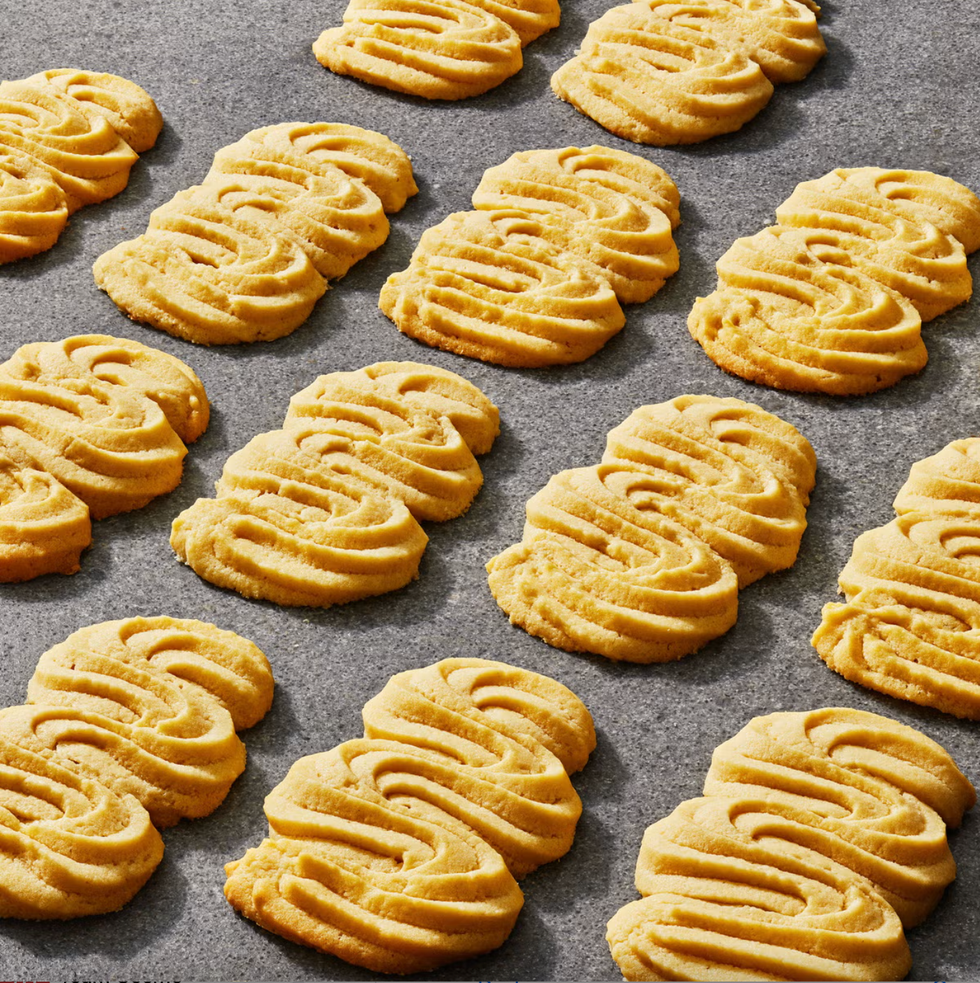 danish butter cookies on gray background
