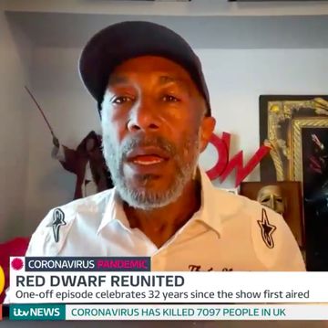 Danny John-Jules in his study as he turns up late to Good Morning Britain interview