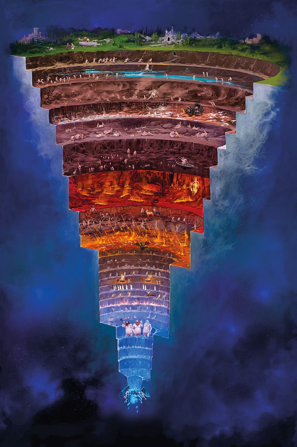 De 9 kringen van de hel volgens Dantes Inferno, image size:980x1504