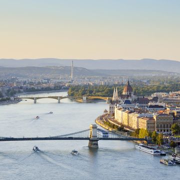 the river danube flowing through budapest, the capital of hungary