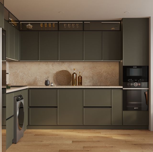 dark olive kitchen interior design green furniture