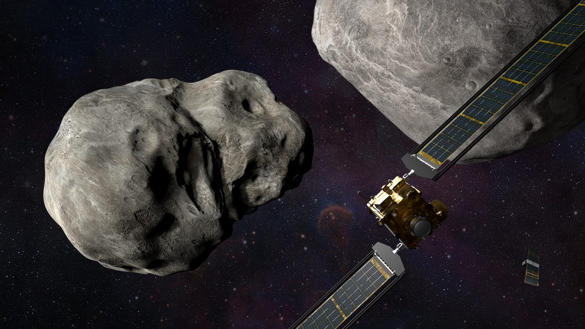 dart asteroid mission art rendering before impact