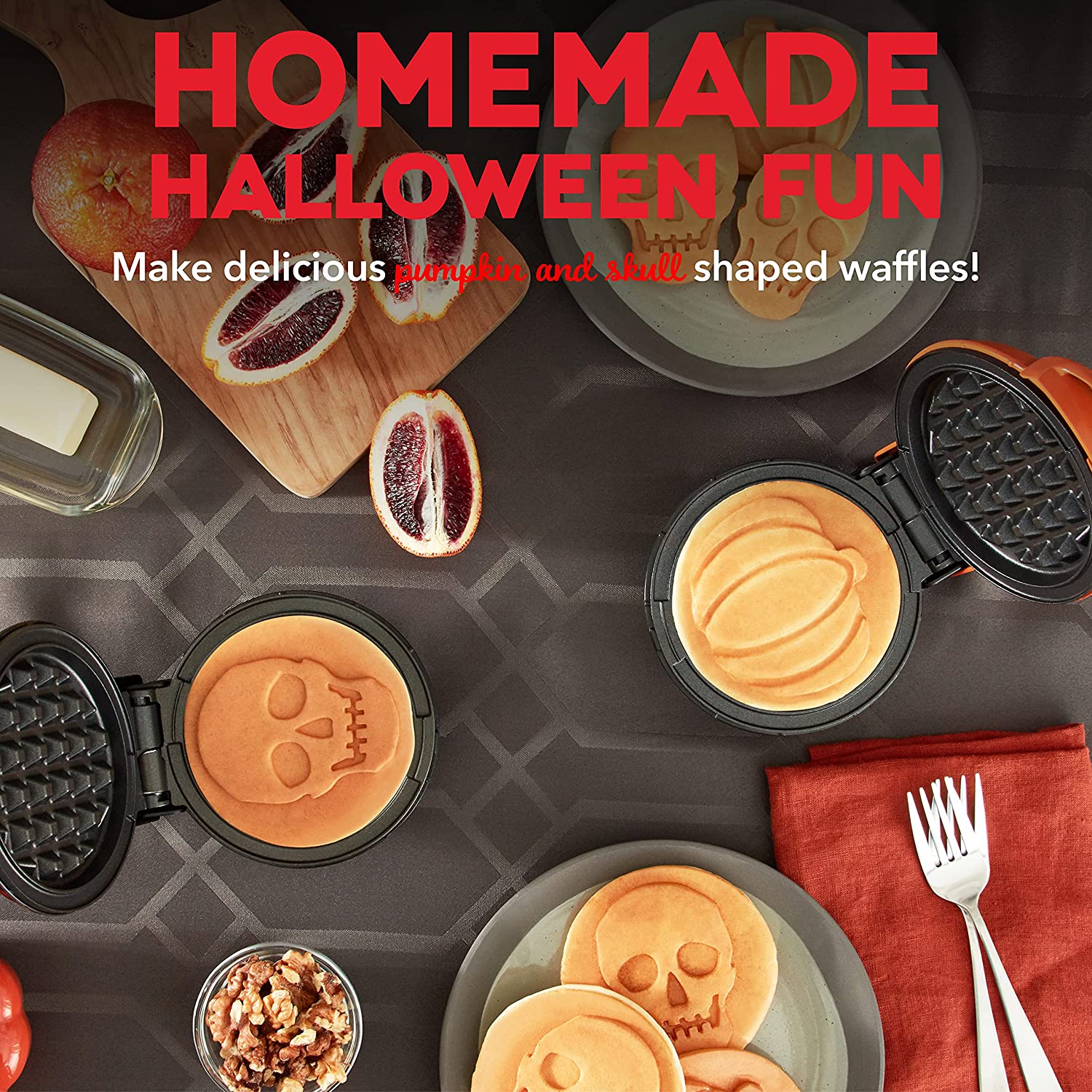 Dash's Viral Pumpkin and Skull Waffle Makers Are Back—And 50 Percent Off!