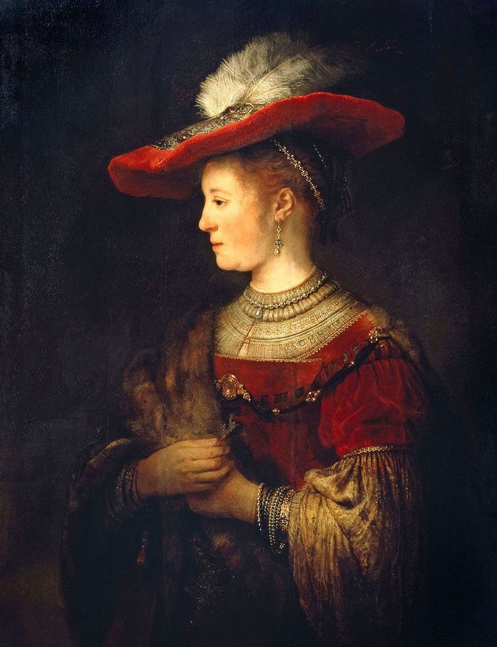 Rembrandt voltooide dit schilderij van Saskia pas na haar dood Geldgebrek dwong hem in 1652 het doek te verkopen aan de bevriende verzamelaar Jan Six