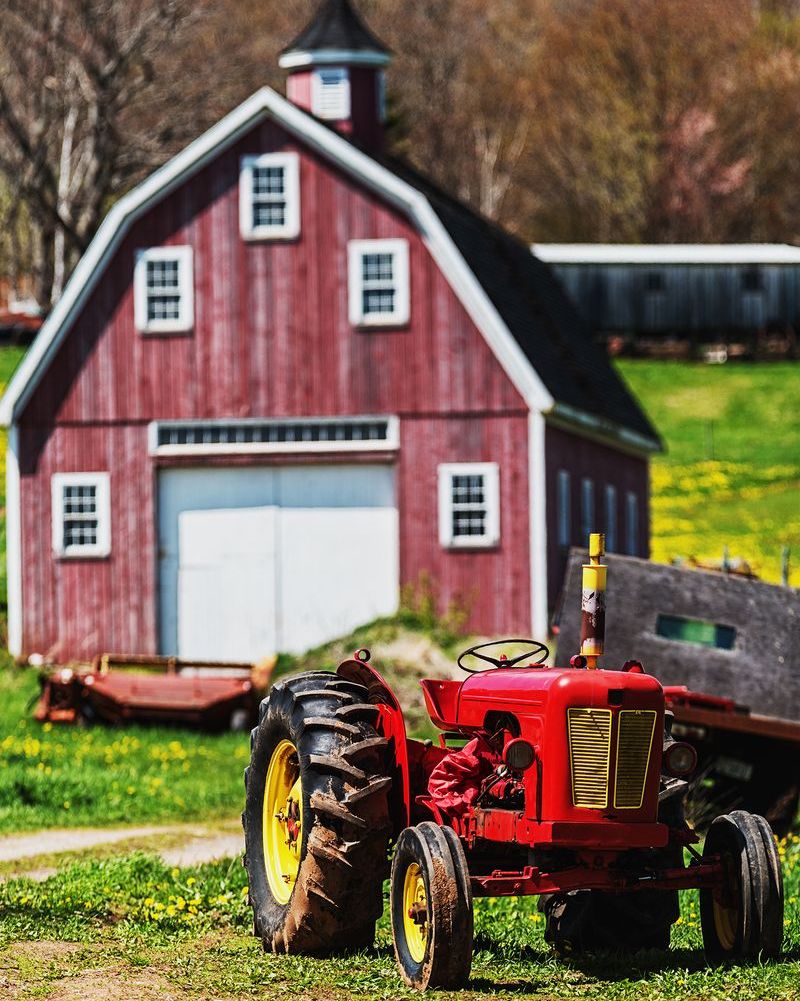 date night ideas with a red tractor in front of barn