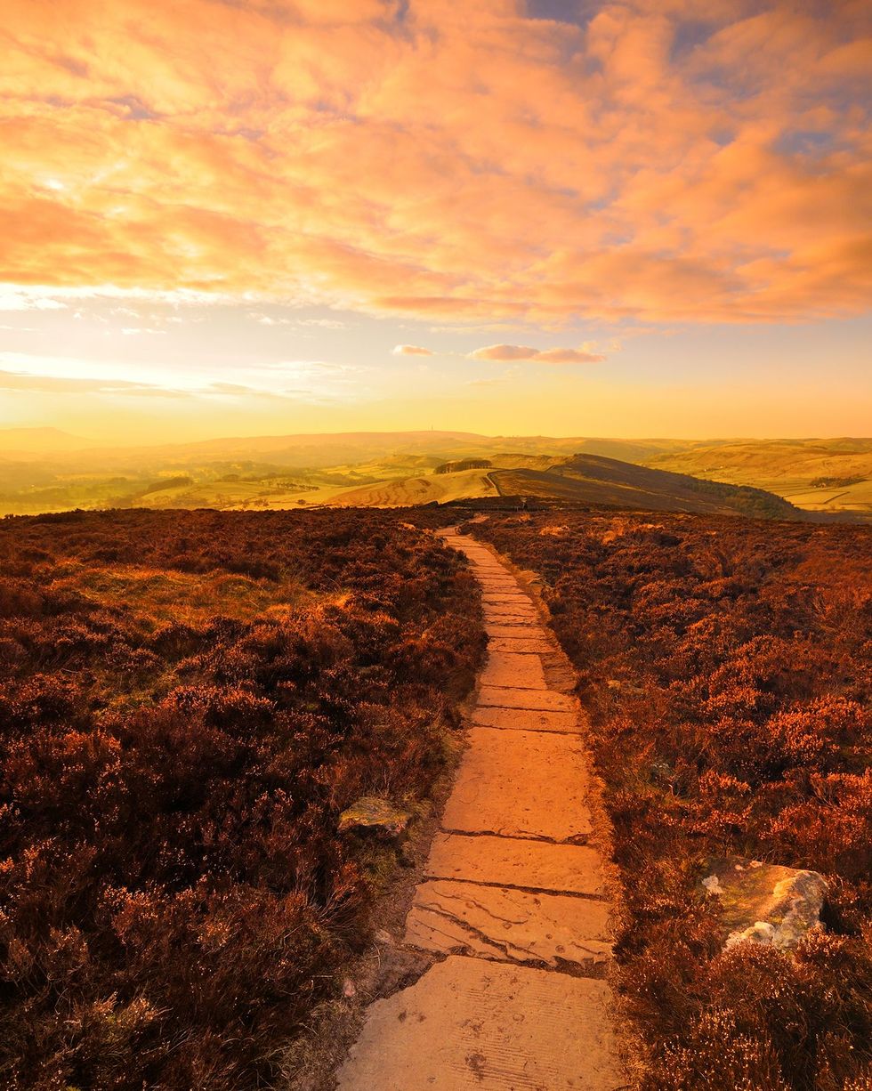 date night ideas with a stone path on mountain at sunset
