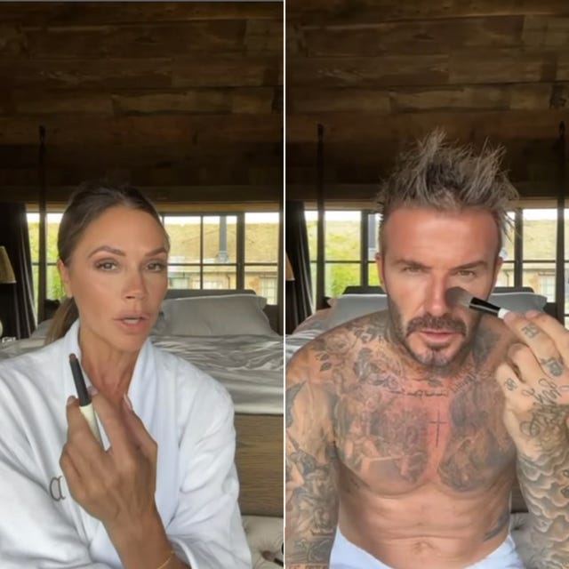 david beckham se cachondea de su mujer, victoria beckham, con una imitación de su tutorial de maquillaje en tik tok