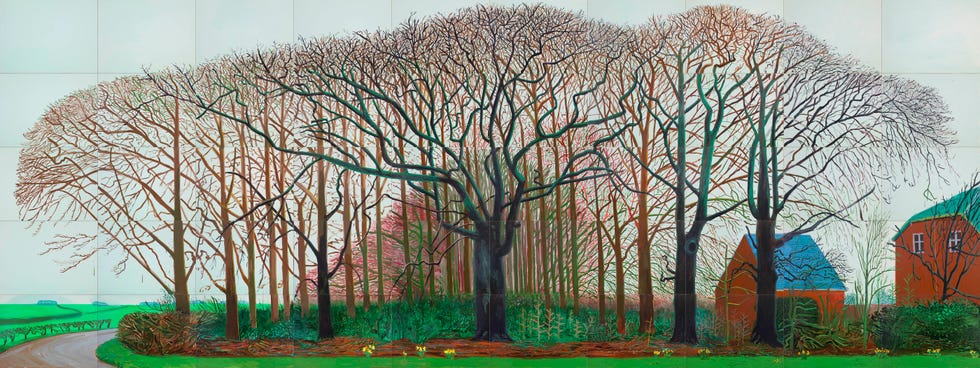 david hockney, bigger trees near warter or ou peinture sur le motif pour le nouvel age post photographique, 2007.