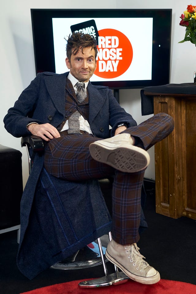 london, united kingdom march 2023 actor david tennant poses behind the scenes of a doctor who sketch for red nose day 2023 on march 3, 2023 in london, england photo by david emerybbccomic relief via getty images