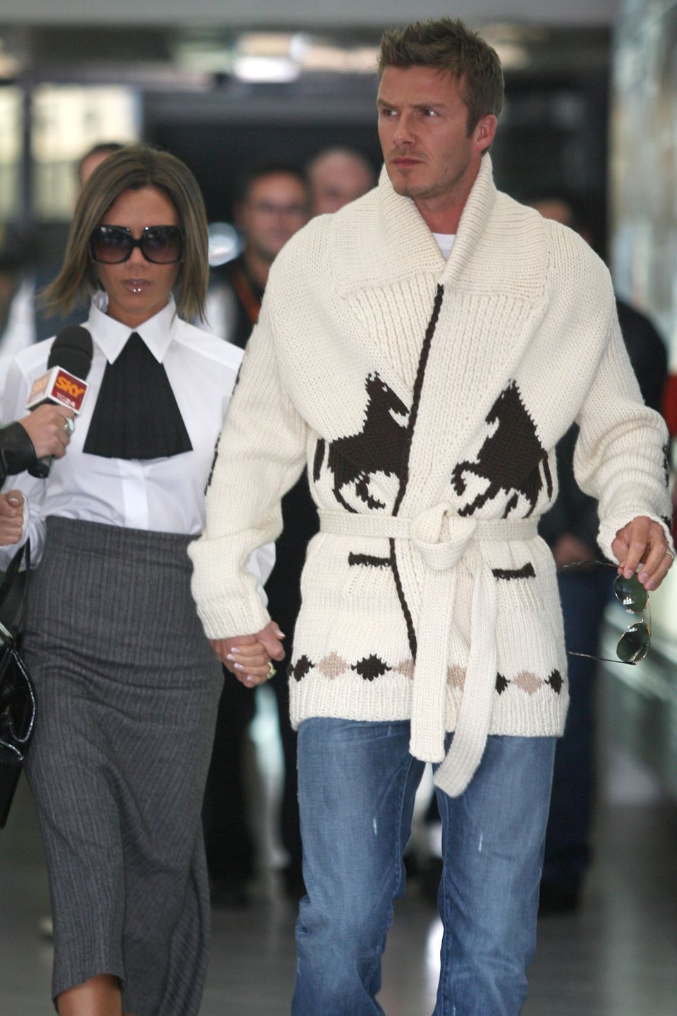 rome, italy november 17 david and victoria beckham arrive at ciampino airport for katie holmes and tom cruise wedding at bracciano on november 17, 2006 in rome, italy photo giuseppe cacacegetty images