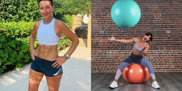 Davina McCall Uses an Exercise Ball To Strengthen Her Core