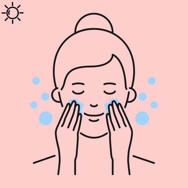 illustrated person washing face