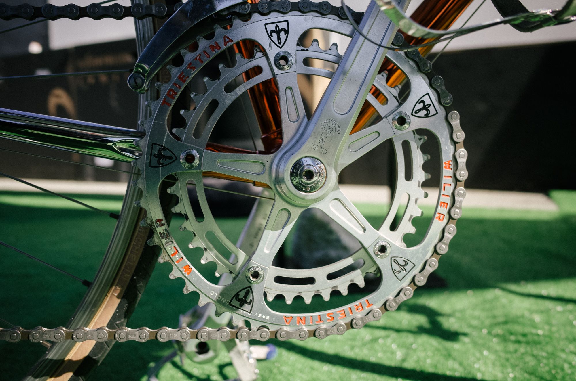 Unfortunately, Campy has no plans to start making cranksets this pretty again. But it’s fun to look at. 