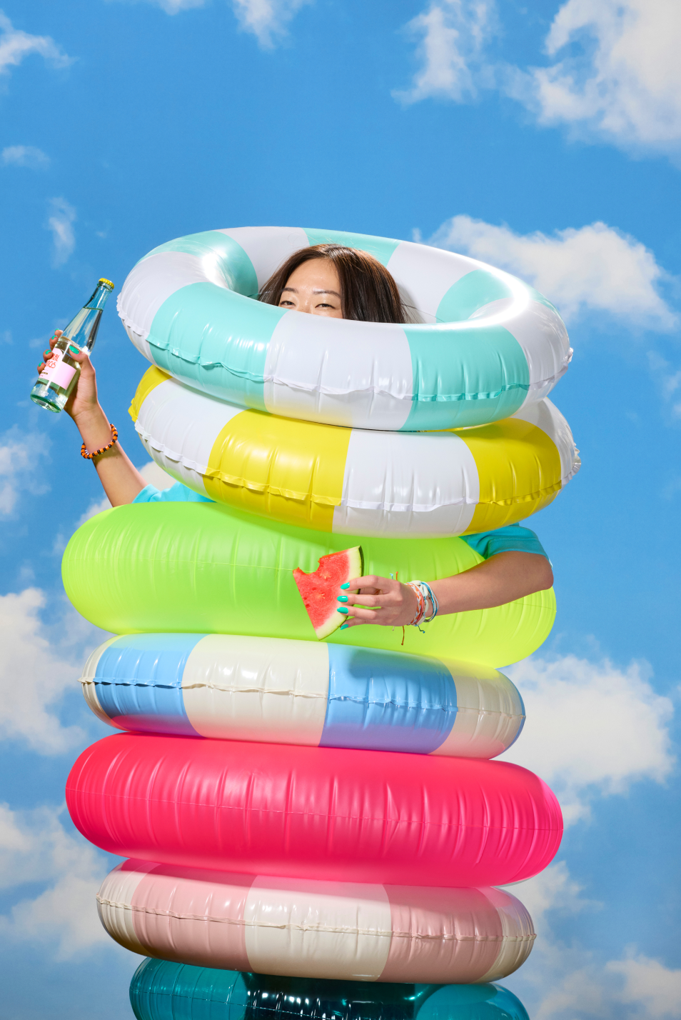 a person on a large colorful ride