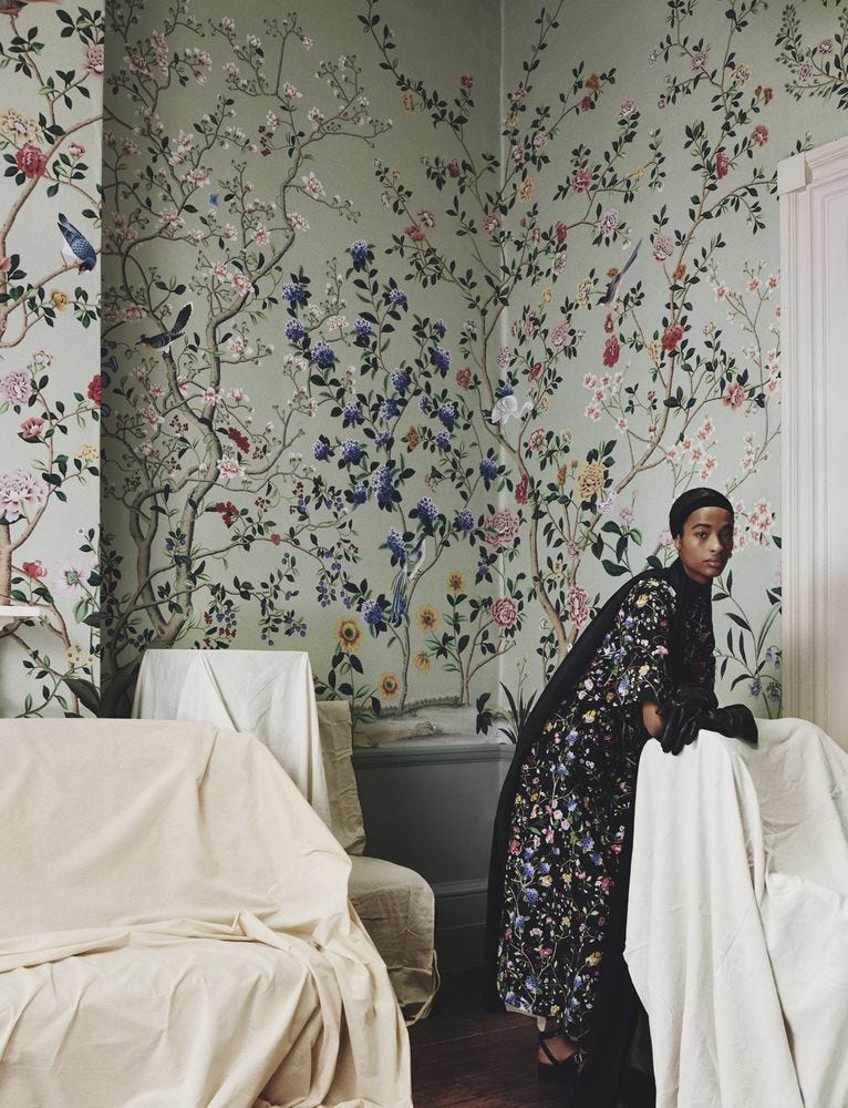 Erdem and De Gournay wallcoverings and dresses
