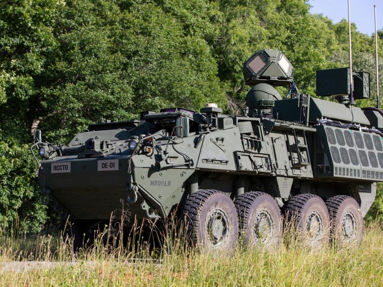 de m shorad stryker armed with 50 kilowatt laser at trial in fort sill in 2021