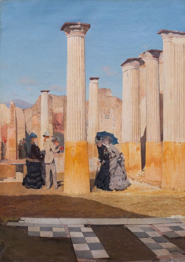 Column, Ancient history, Ancient roman architecture, Ruins, Watercolor paint, Roman temple, Architecture, Historic site, Building, Egyptian temple, 