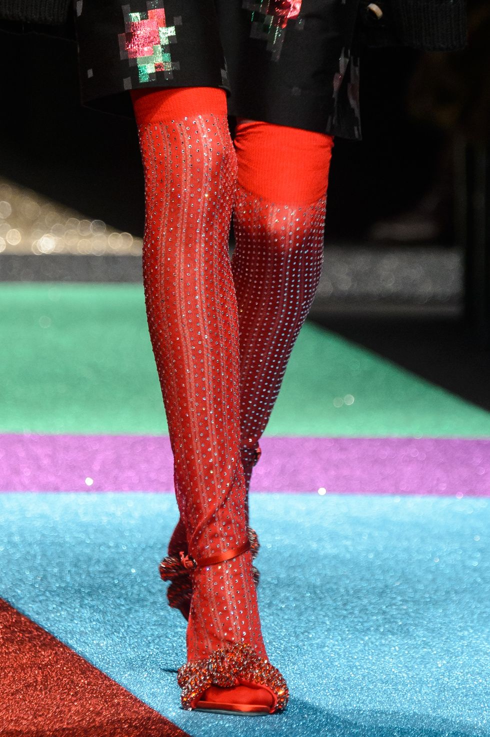 Red, Footwear, Human leg, Fashion, Leg, Thigh, Boot, Haute couture, Knee-high boot, Knee, 