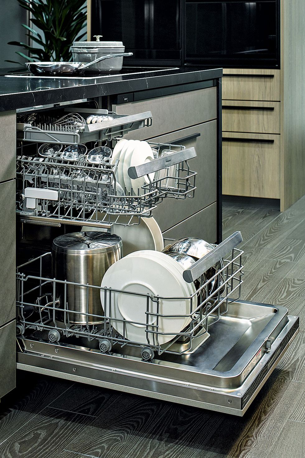 a dishwasher full of dishes