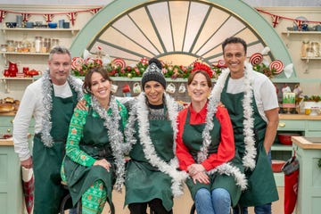 dean gaffney, sheree murphy, shobna gulati, natalie cassidy and chris bisson, the great christmas bake off 2024