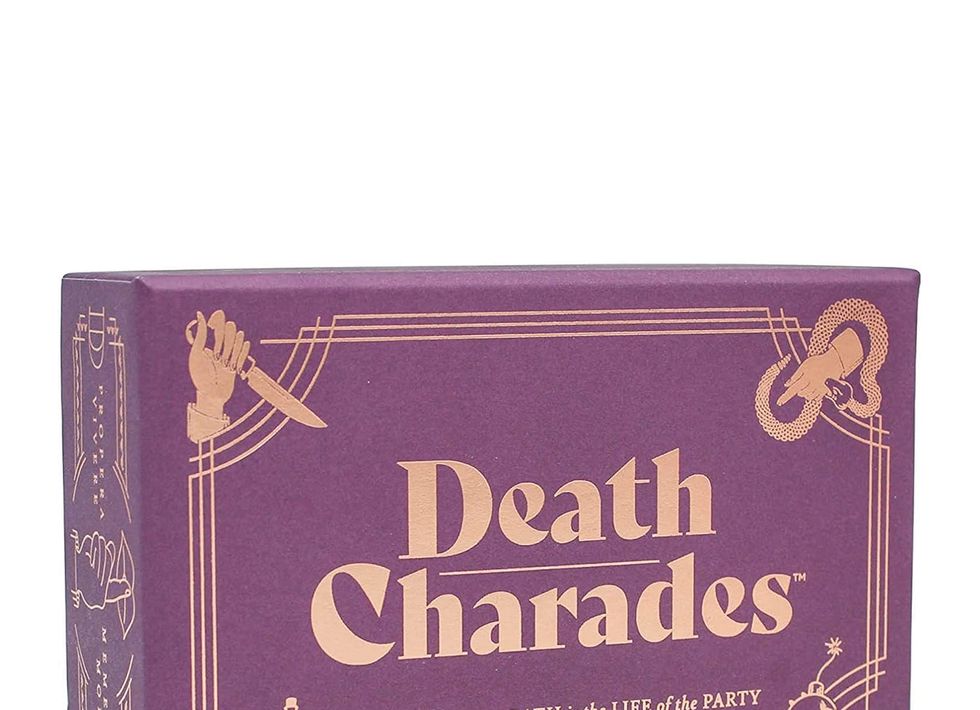 halloween party game death charades in a box that reads a game where death is the life of the party