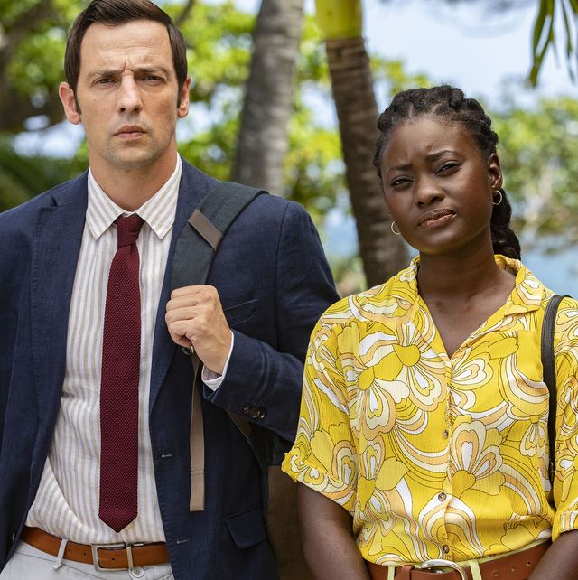 ralf little and shantol jackson as neville parker and naomi thomas in death in paradise