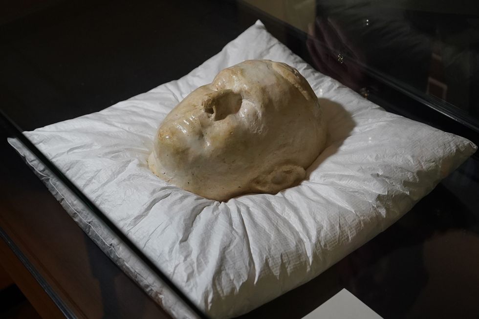 The death mask of Michael Collins during services to commemorate the centenary of his death, at Cathal Brugha Barracks Military Museum, Dublin. Picture date: Monday August 22, 2022. (Photo by Niall Carson/PA Images via Getty Images)