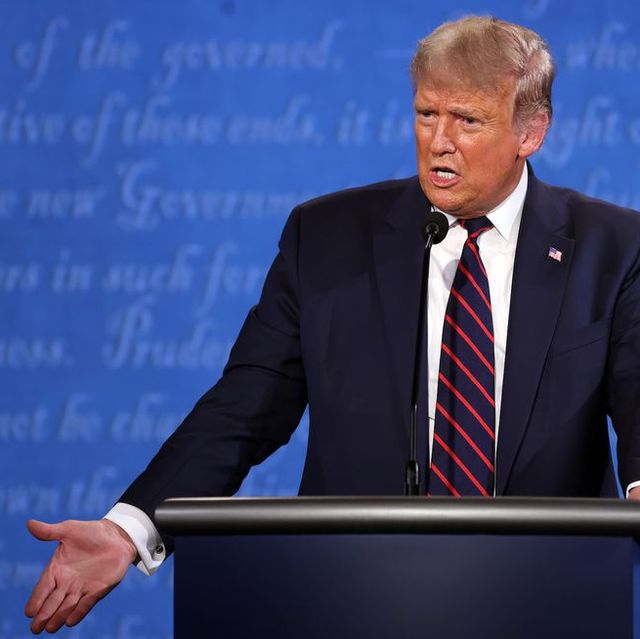 cleveland, ohio   september 29  us president donald trump participates in the first presidential debate against democratic presidential nominee joe biden at the health education campus of case western reserve university on september 29, 2020 in cleveland, ohio this is the first of three planned debates between the two candidates in the lead up to the election on november 3 photo by win mcnameegetty images