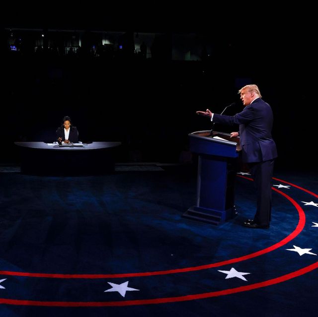 topshot   us president donald trump r democratic presidential candidate, former us vice president joe biden and moderator, nbc news anchor, kristen welker c participate in the final presidential debate at belmont university in nashville, tennessee, on october 22, 2020 photo by jim bourg  pool  afp photo by jim bourgpoolafp via getty images