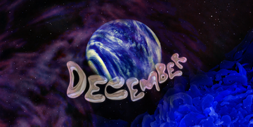 the word december over a planet