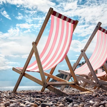 Deck chairs on the beach at the seaside summer vacation Deck chairs on the beach at the seaside summer vacation