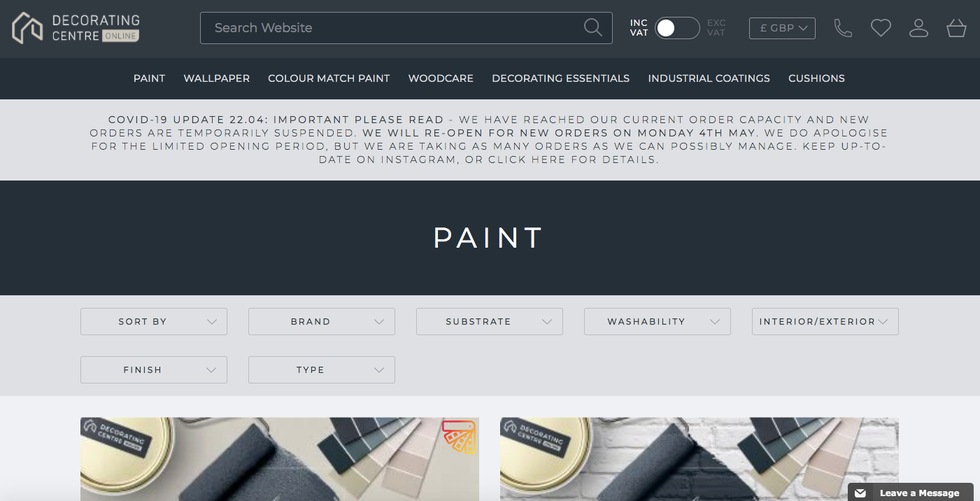 decorating centre online