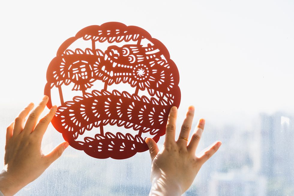decorating window with chinese new year papercut