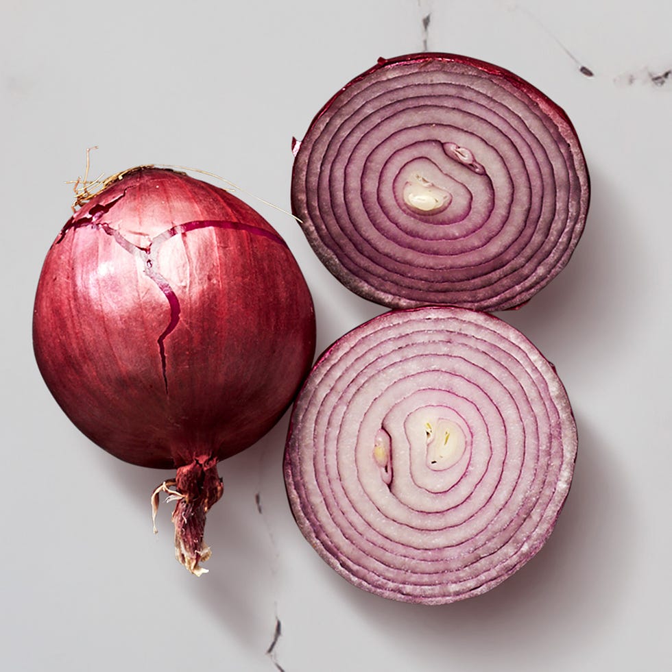 a group of pink onions