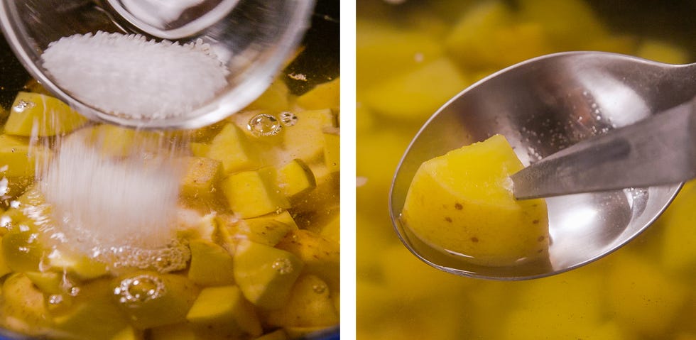 salting and cooking potatoes