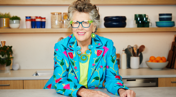 prue leith in the delish kitchen studios