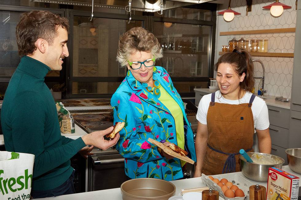 prue leith in the delish kitchen studios