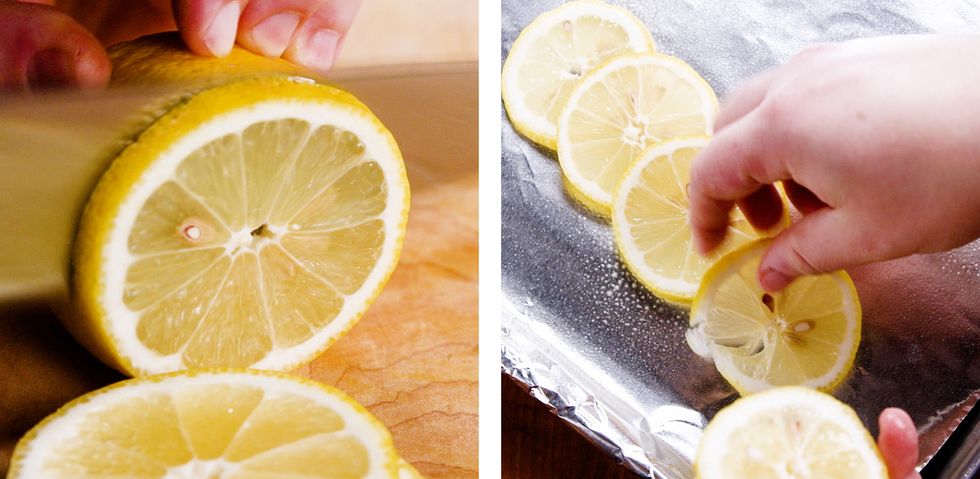 prepping lemons for salmon
