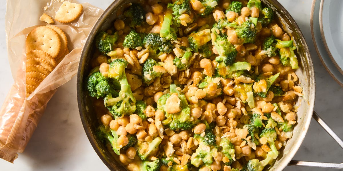preview for This Cheesy Broccoli Cheddar Chickpea Skillet Is Winning My Weeknight Bean Bracket