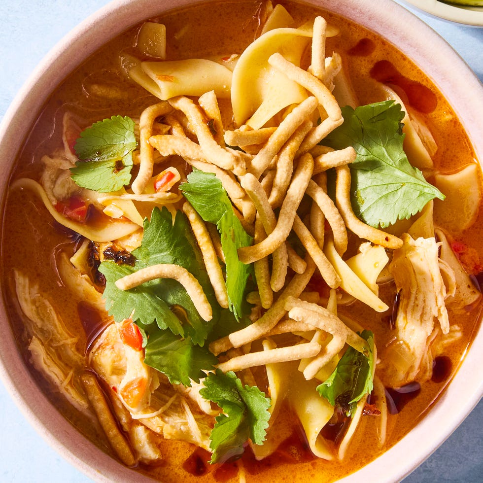noodle soup with chicken and curry paste