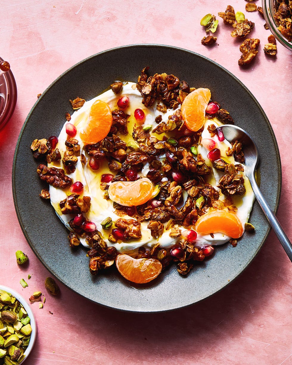 oats pistachios walnuts and honey granola