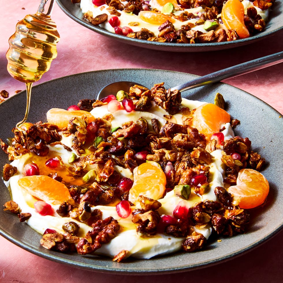 oats pistachios walnuts and honey granola